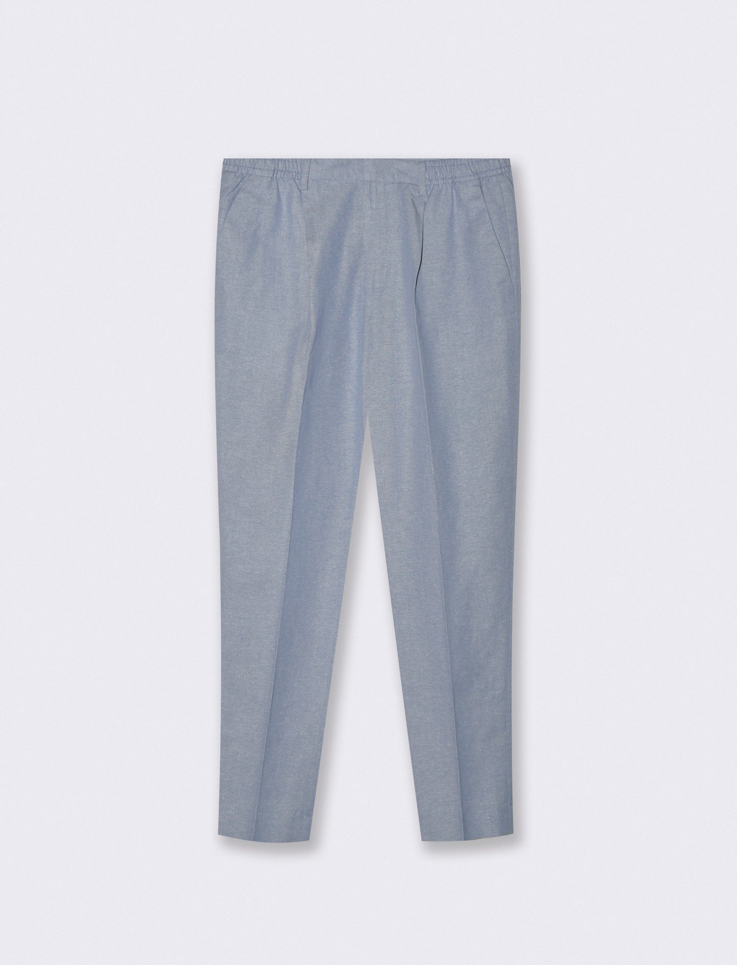 Pantaloni Jogger Misto Lino con Pinces - Celeste