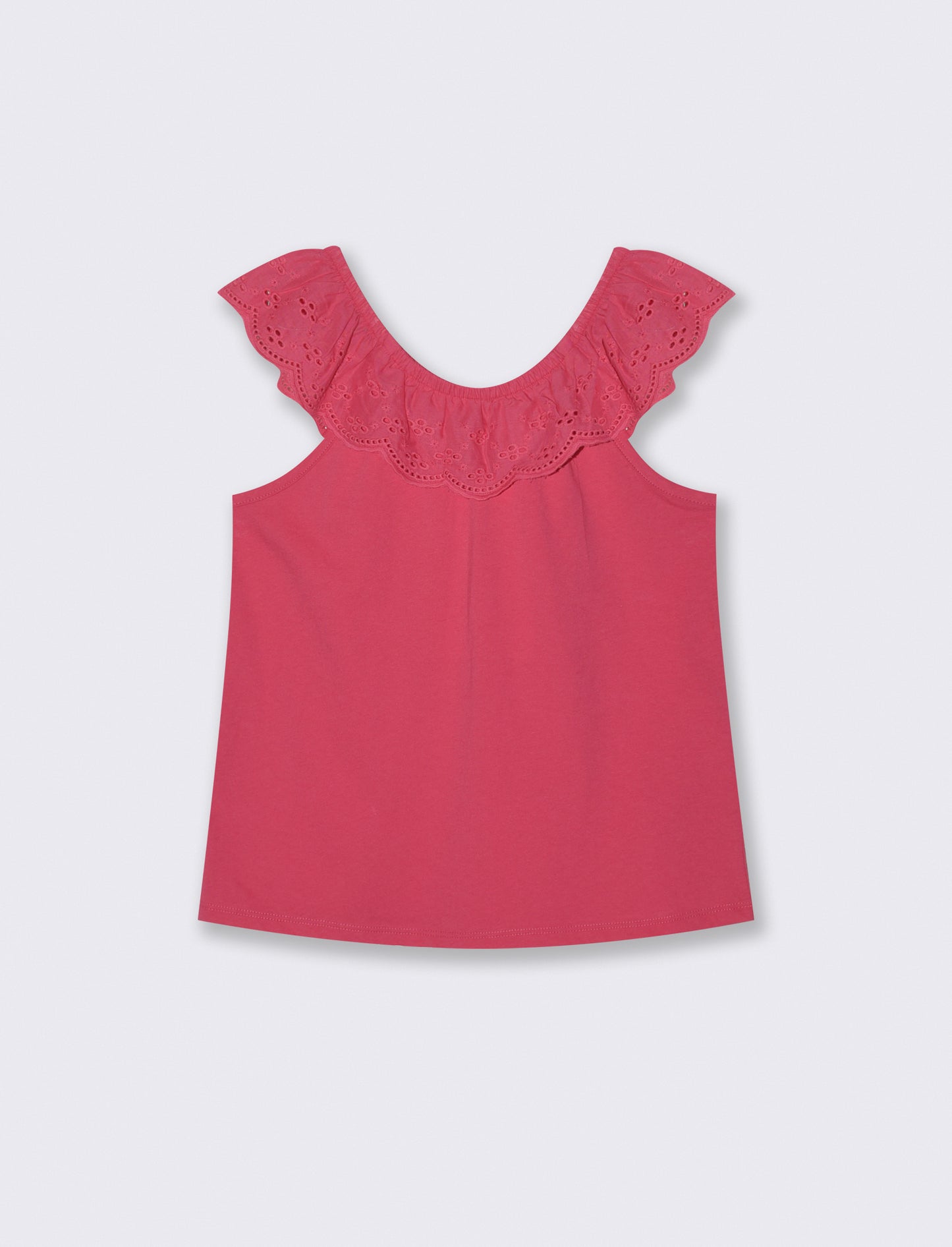 Top in jersey con rouches ricamate - Fuxia