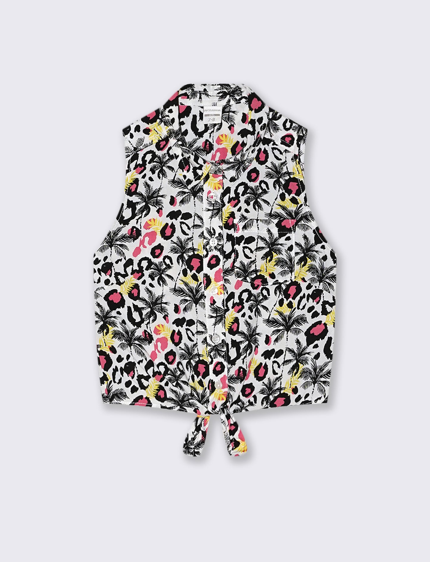 Summer shirt for girls with bow and print - White