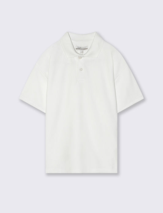 T-shirt polo in coste casual e stilosa - Bianco