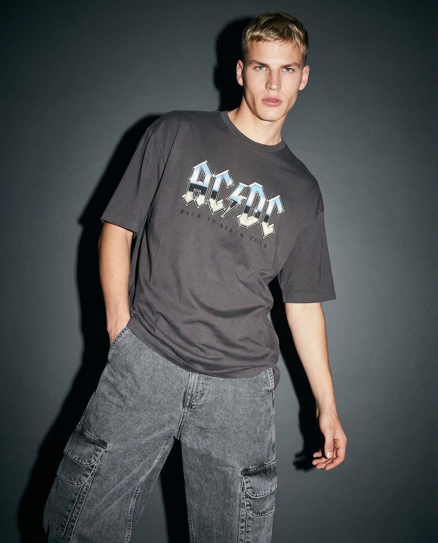 T-shirt AC DC girocollo maniche corte - Grigio piombo