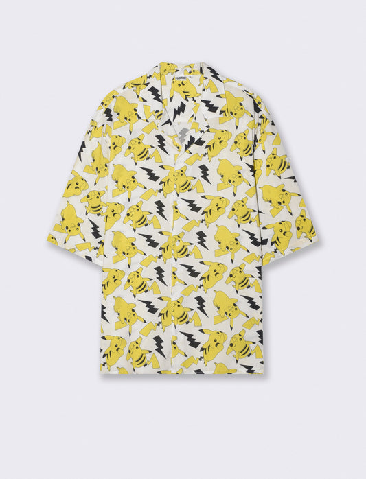 Camicia Boxy Fit con Stampa Pokémon - Bianco