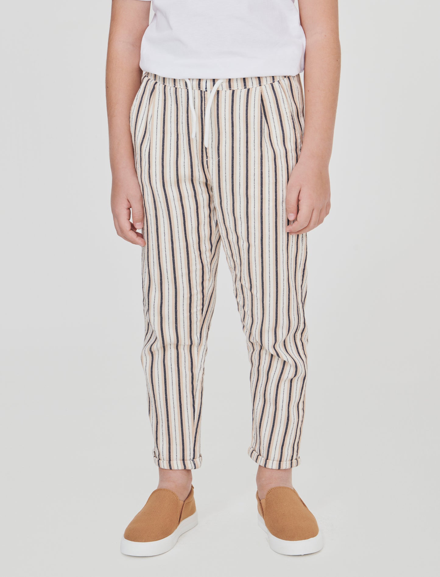 Pantaloni in cotone a righe con elastico - Righe