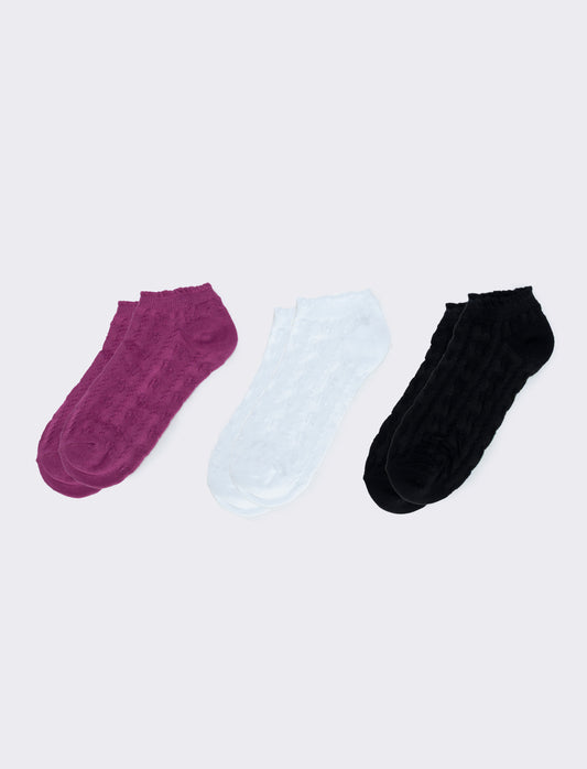 Tripack di calzini per sneakers - Fuxia