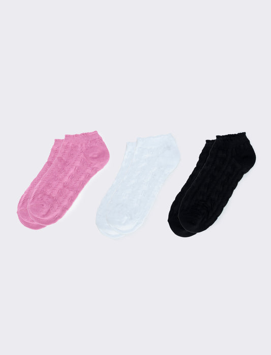 Tripack di calzini per sneakers - Rosa