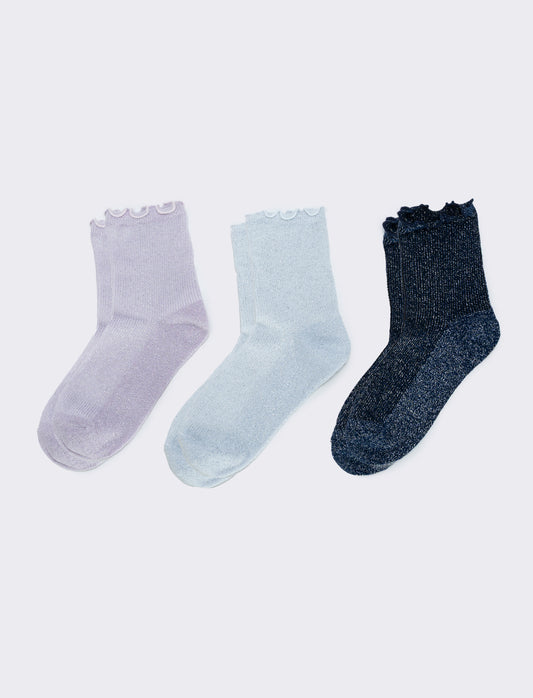 Tripack di calzini lurex - Rosa