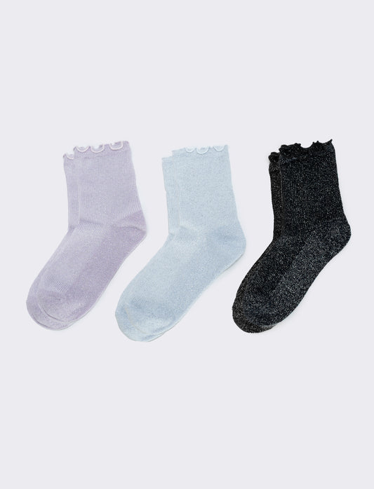Tripack di calzini lurex - Nero