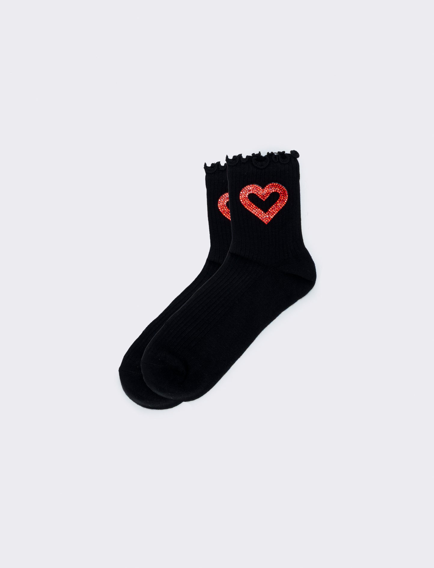 Calzino cuore con strass - Nero