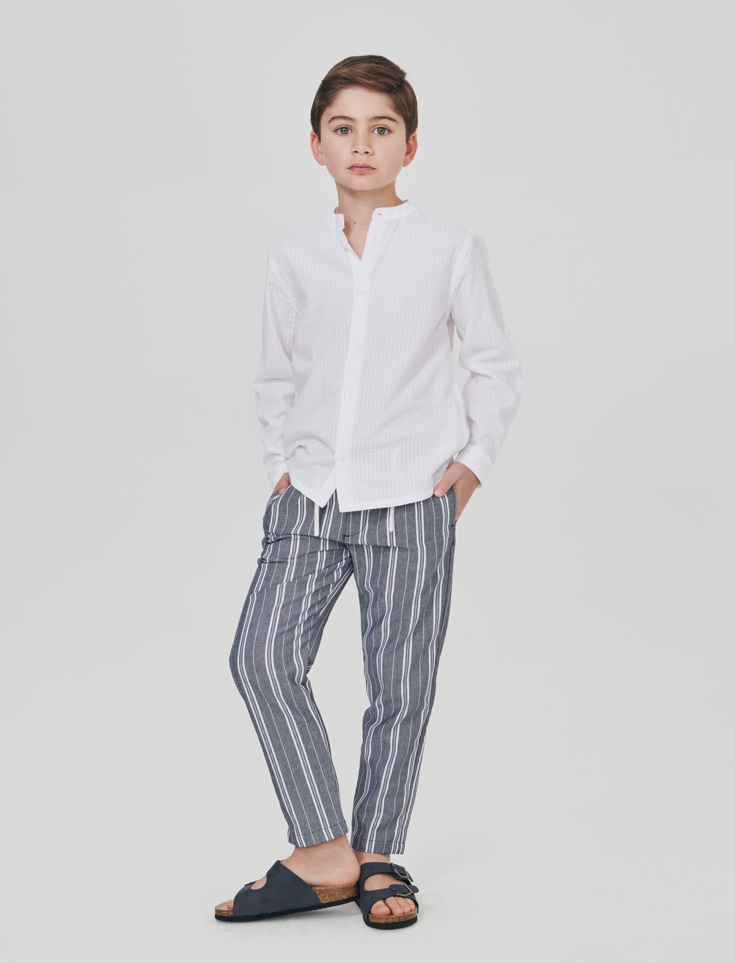Camicia in cotone goffrato elegante e casual - Bianco