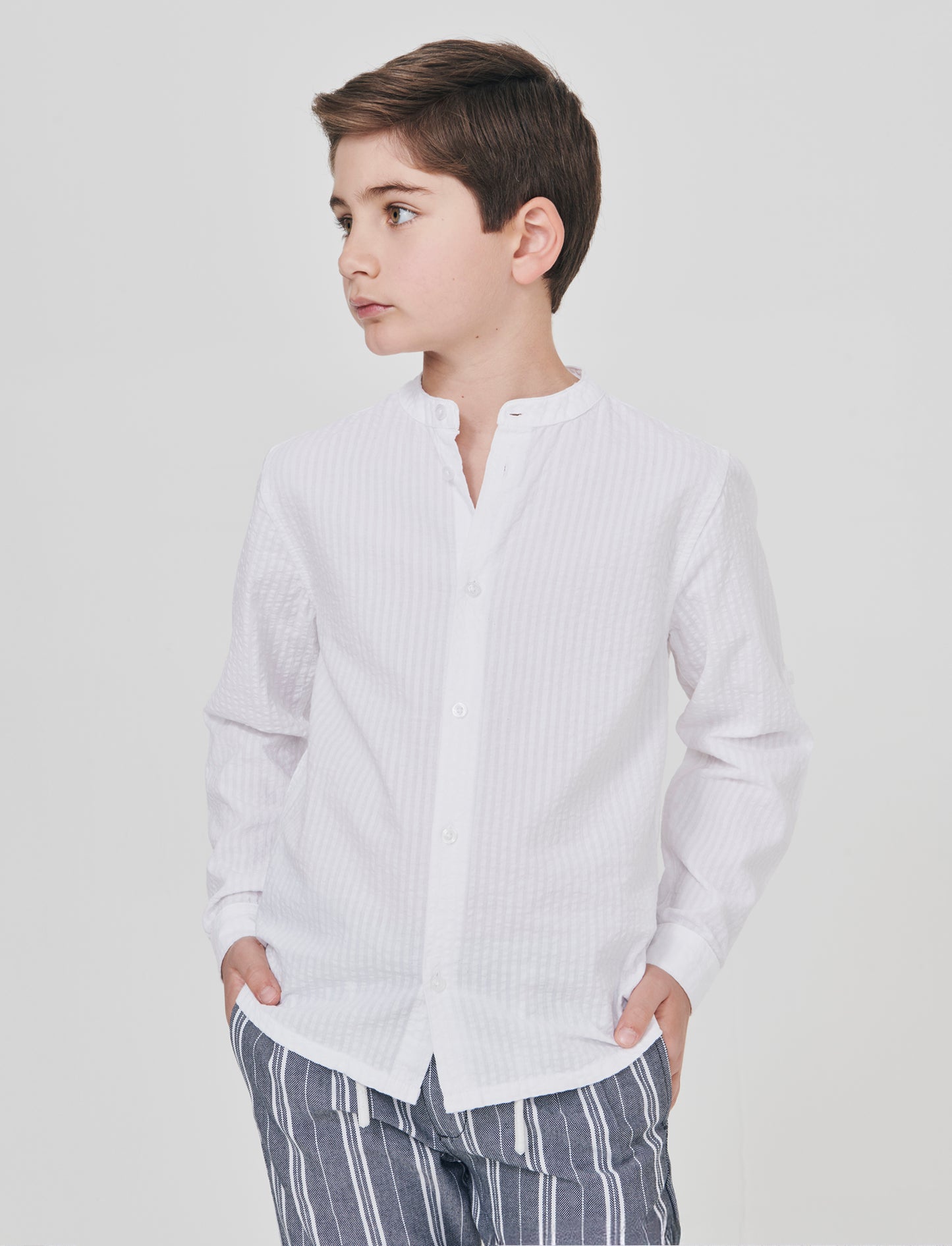 Camicia in cotone goffrato elegante e casual - Bianco