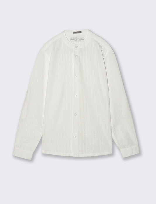 Elegant and Casual Crinkled Cotton Shirt - White