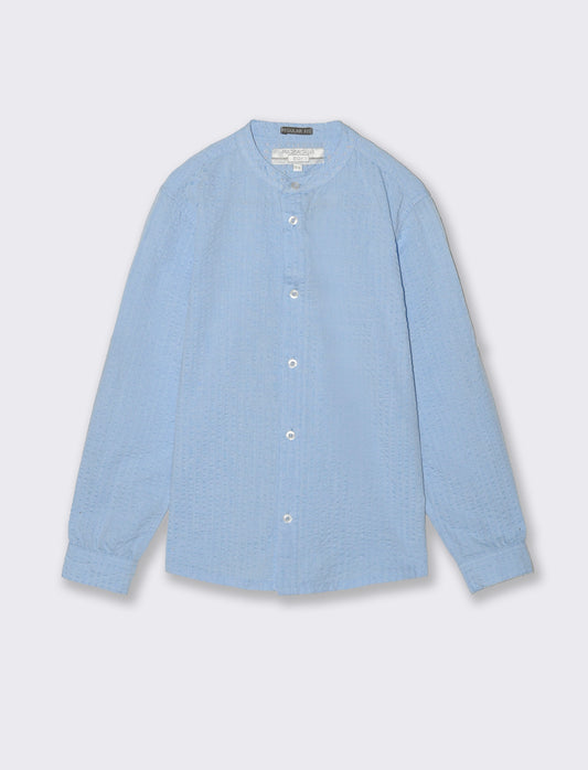 Elegant and Casual Crinkled Cotton Shirt - Sky blue
