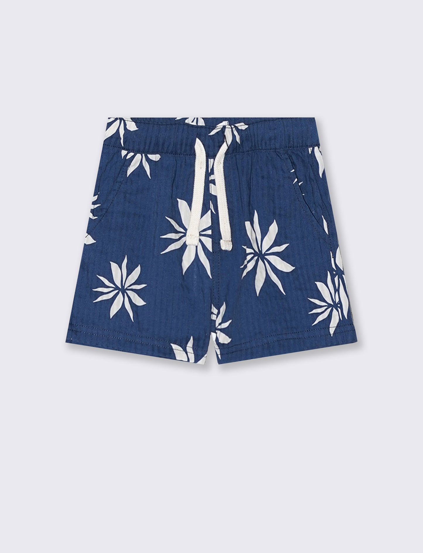 Bermuda in cotone a fantasia con tasche - Blu