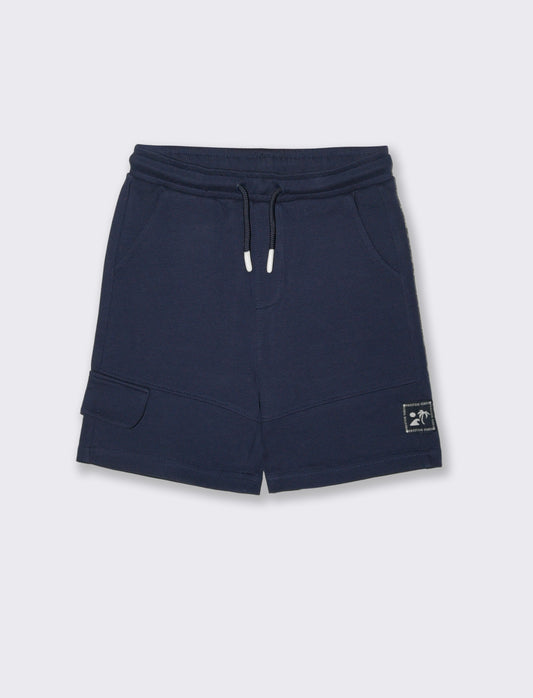 Bermuda in piqué con patch stiloso - Blue