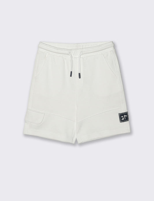 Bermuda in piqué con patch stiloso - White