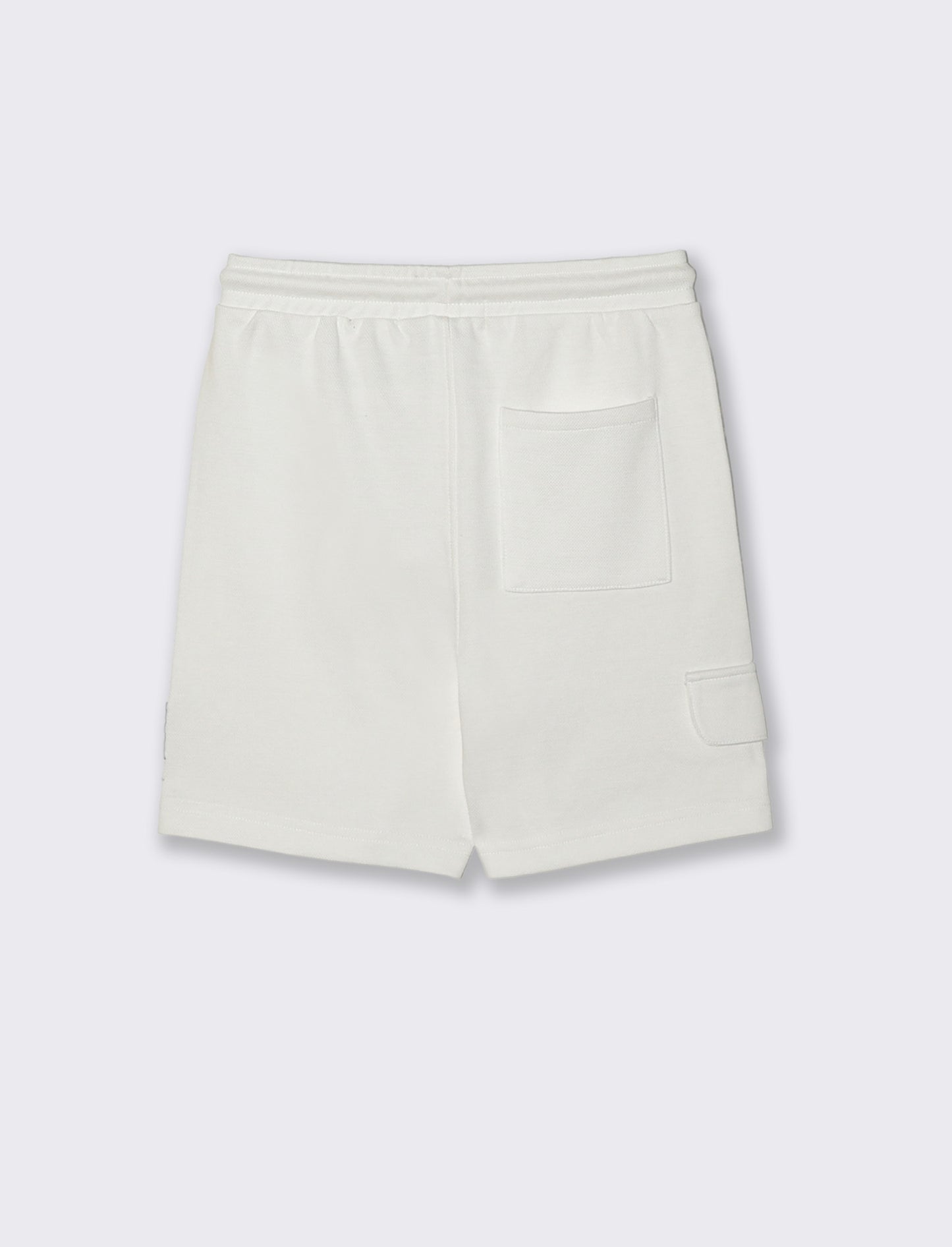 Bermuda in piquè con patch stiloso - Bianco