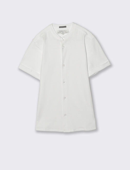 Elegant short sleeve jersey shirt - White