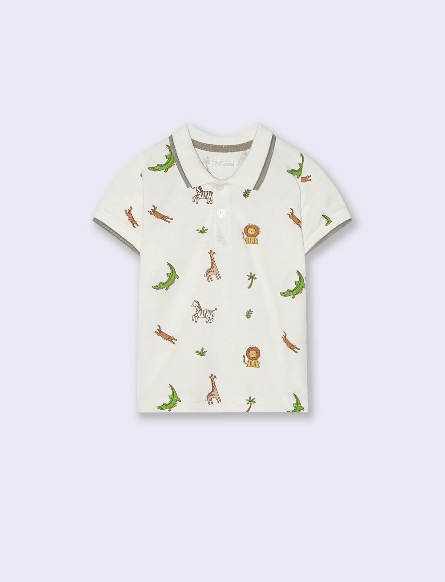 Polo in piquet con stampa giungla - Bianco latte
