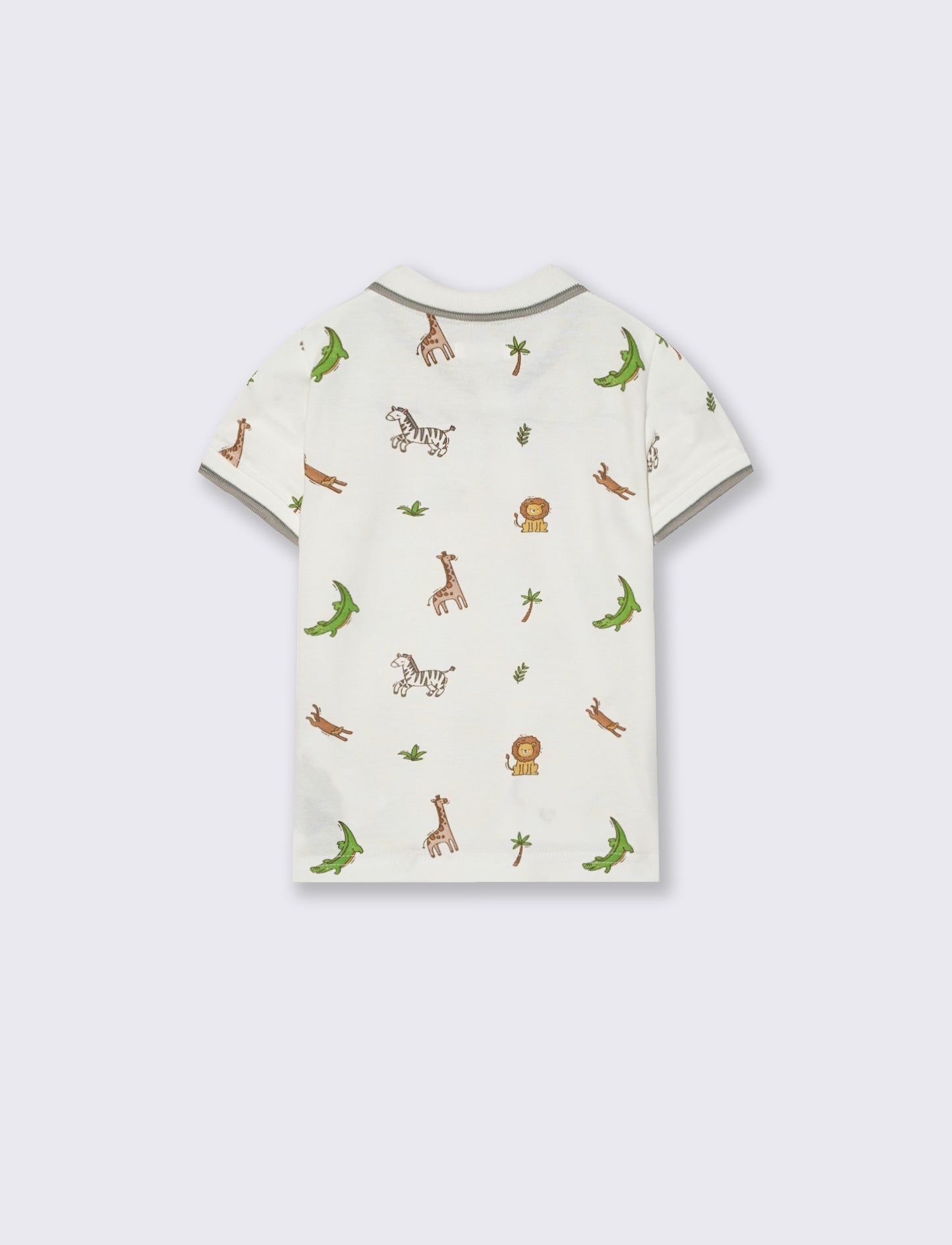 Polo in piquet con stampa giungla - Bianco latte