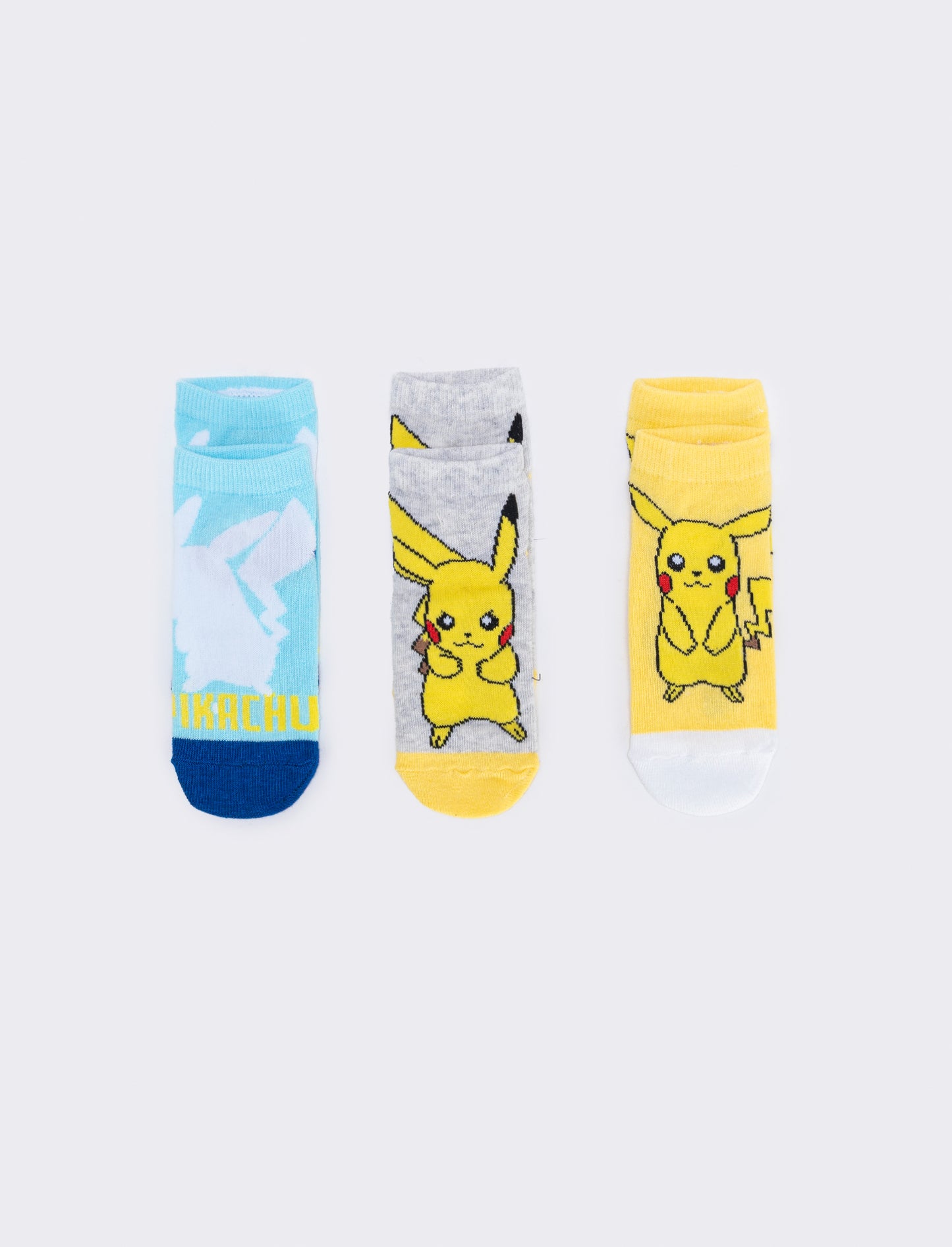 Set of 3 children's socks featuring PokÃ©mon and Sonic - Yellow