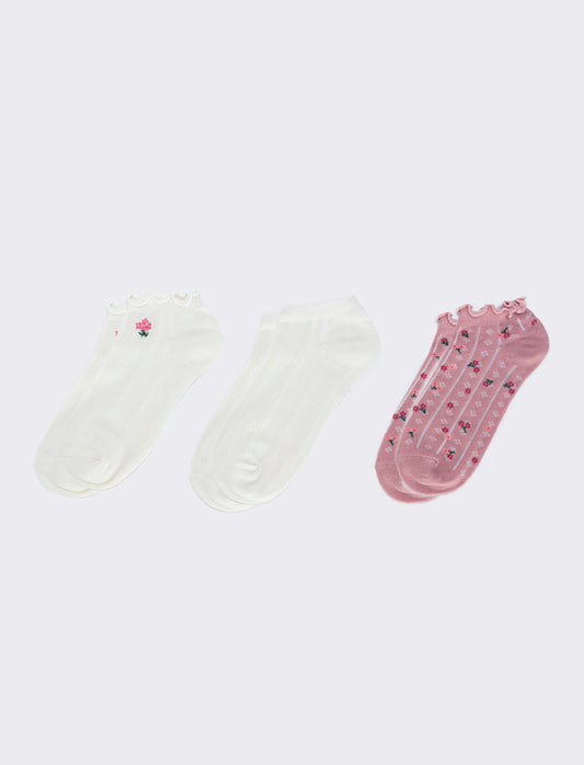 Tripack calzini sneakers assortiti - Rosa