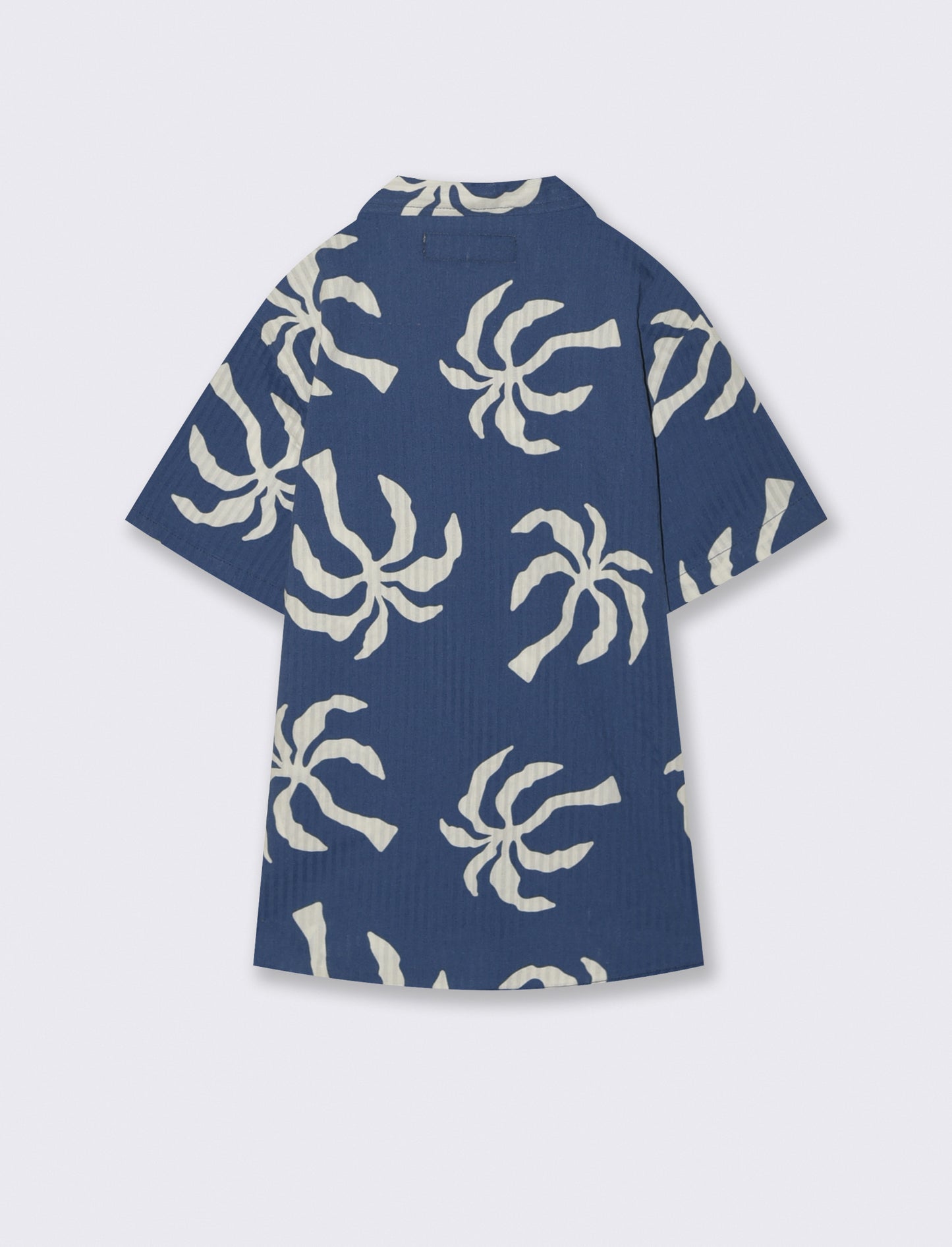 Short Sleeve Printed Cotton Shirt - Blue