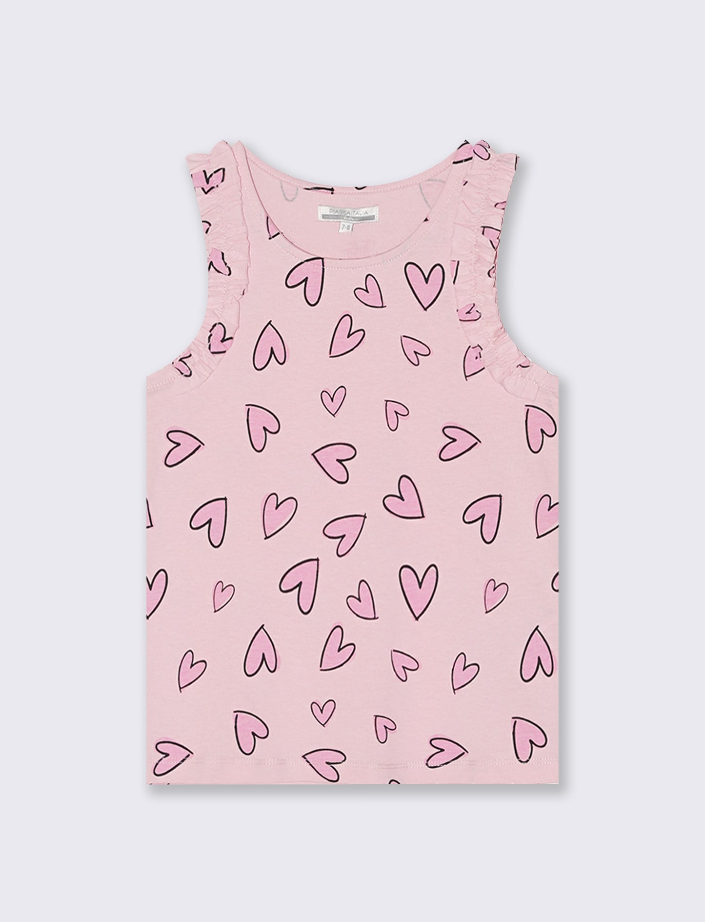 Trendy ruffled patterned tank top - Pink