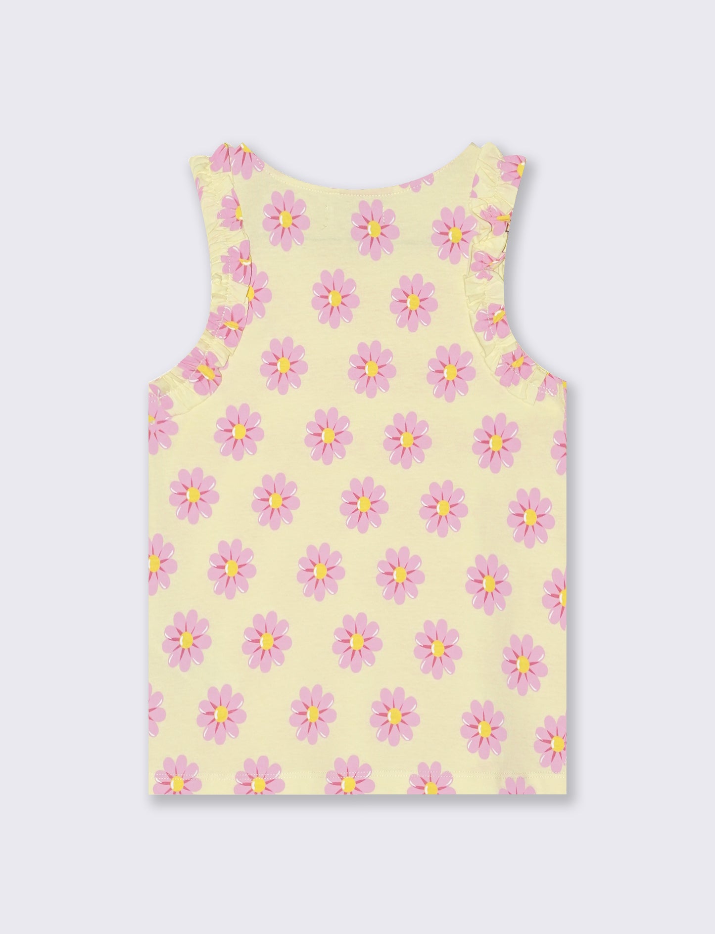 Trendy ruffled patterned tank top - Yellow