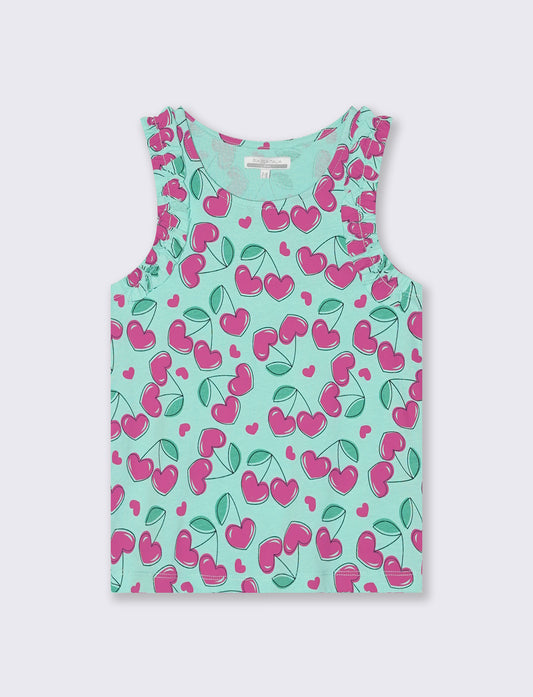 Canotta fantasia con rouches trendy - Verde acqua