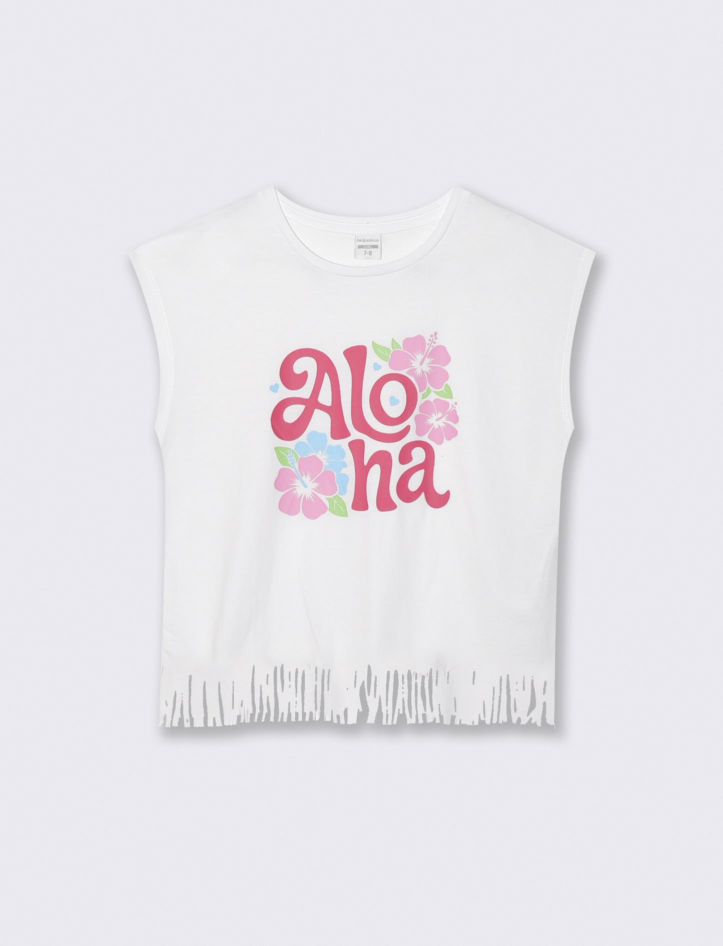 Fringe T-shirt with Colorful Prints - White