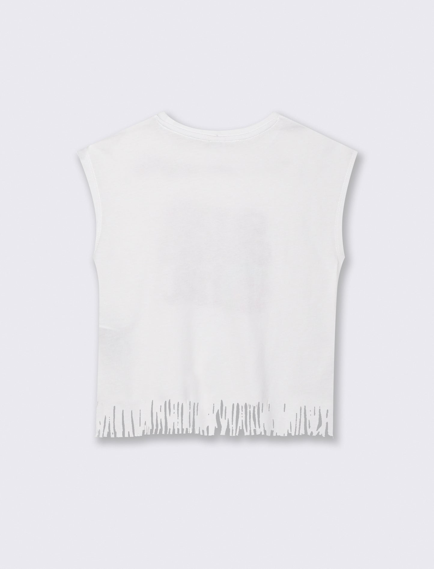 Fringe T-shirt with Colorful Prints - White