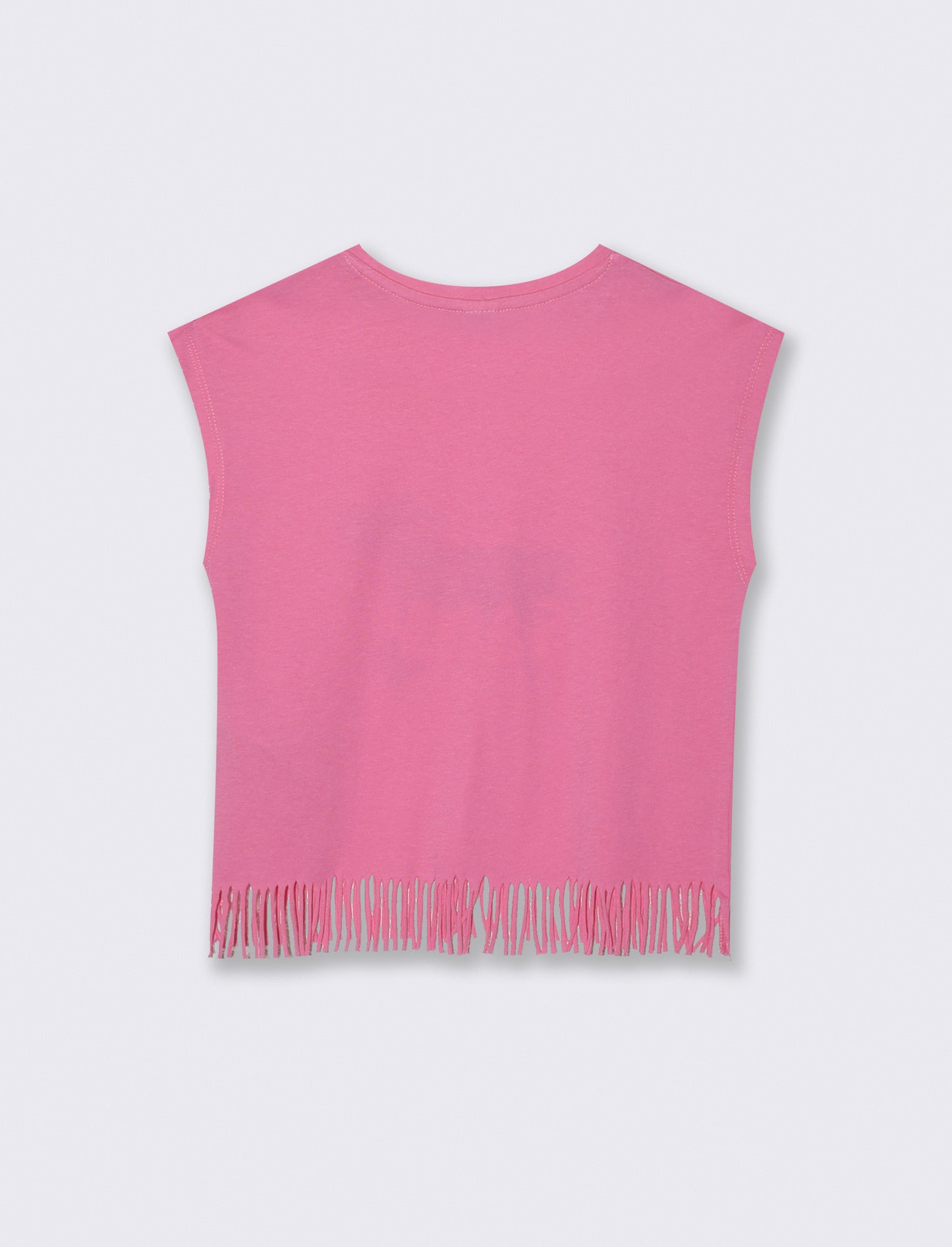 Fringe T-shirt with Colorful Prints - Pink