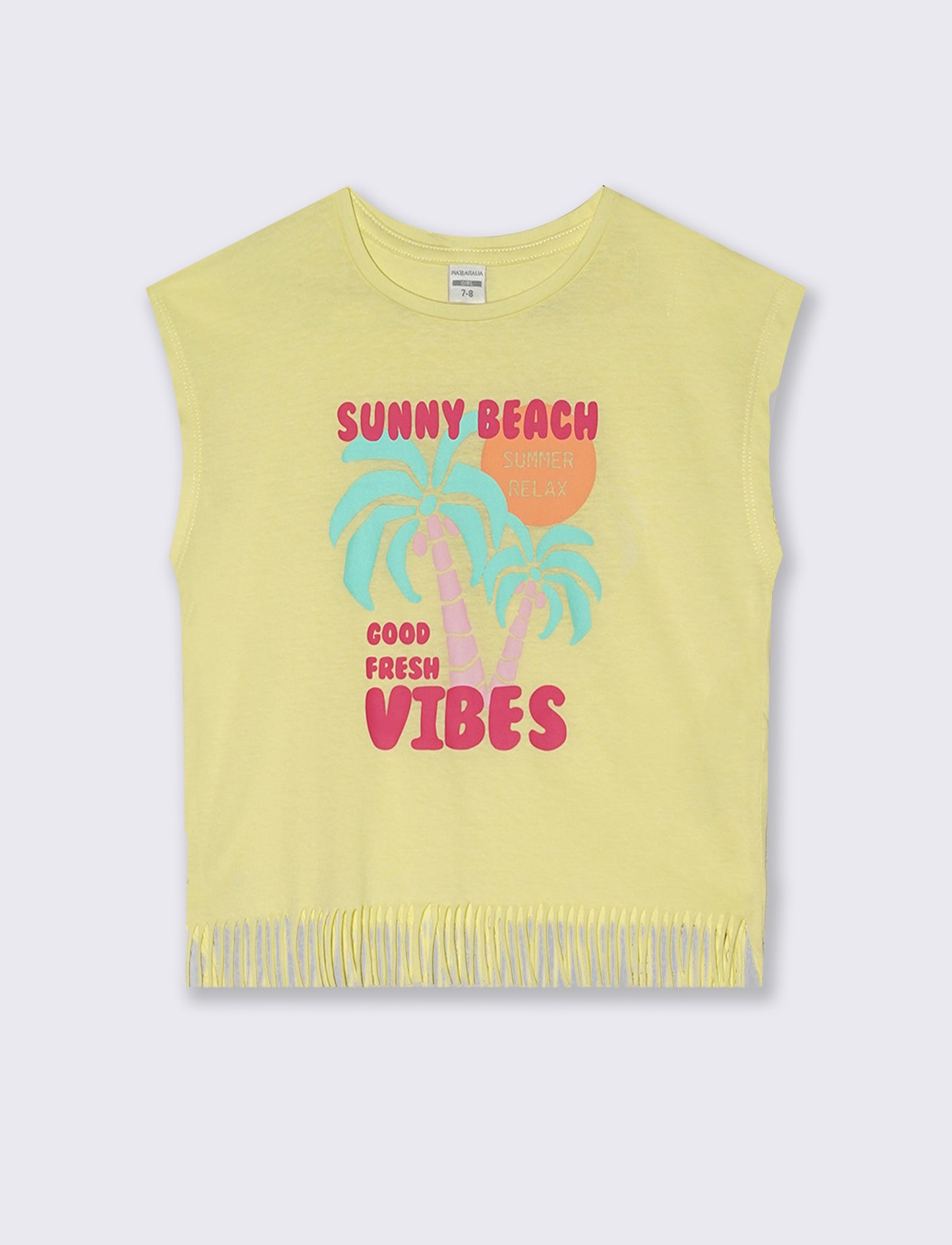 Fringe T-shirt with Colorful Prints - Yellow