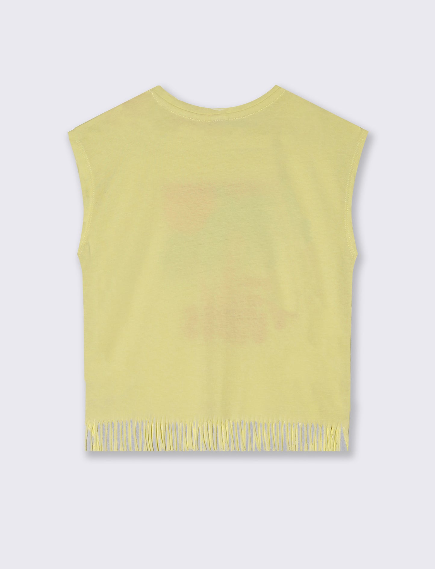 Fringe T-shirt with Colorful Prints - Yellow