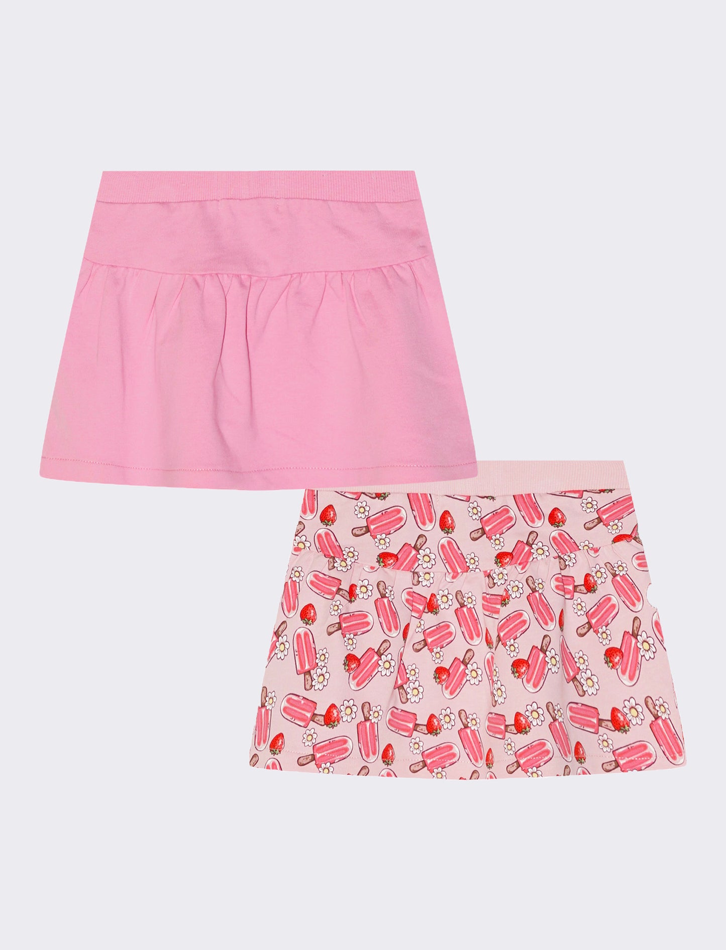 Gonna bipack: tinta unita e fantasia - Rosa