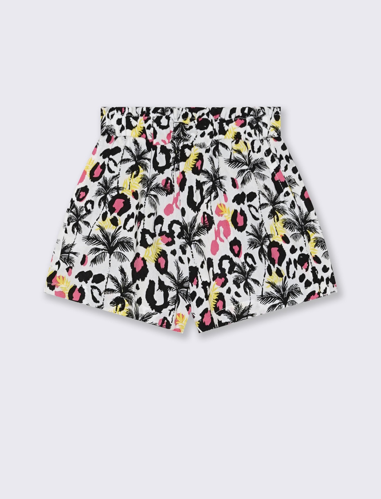 Summer patterned viscose shorts - White