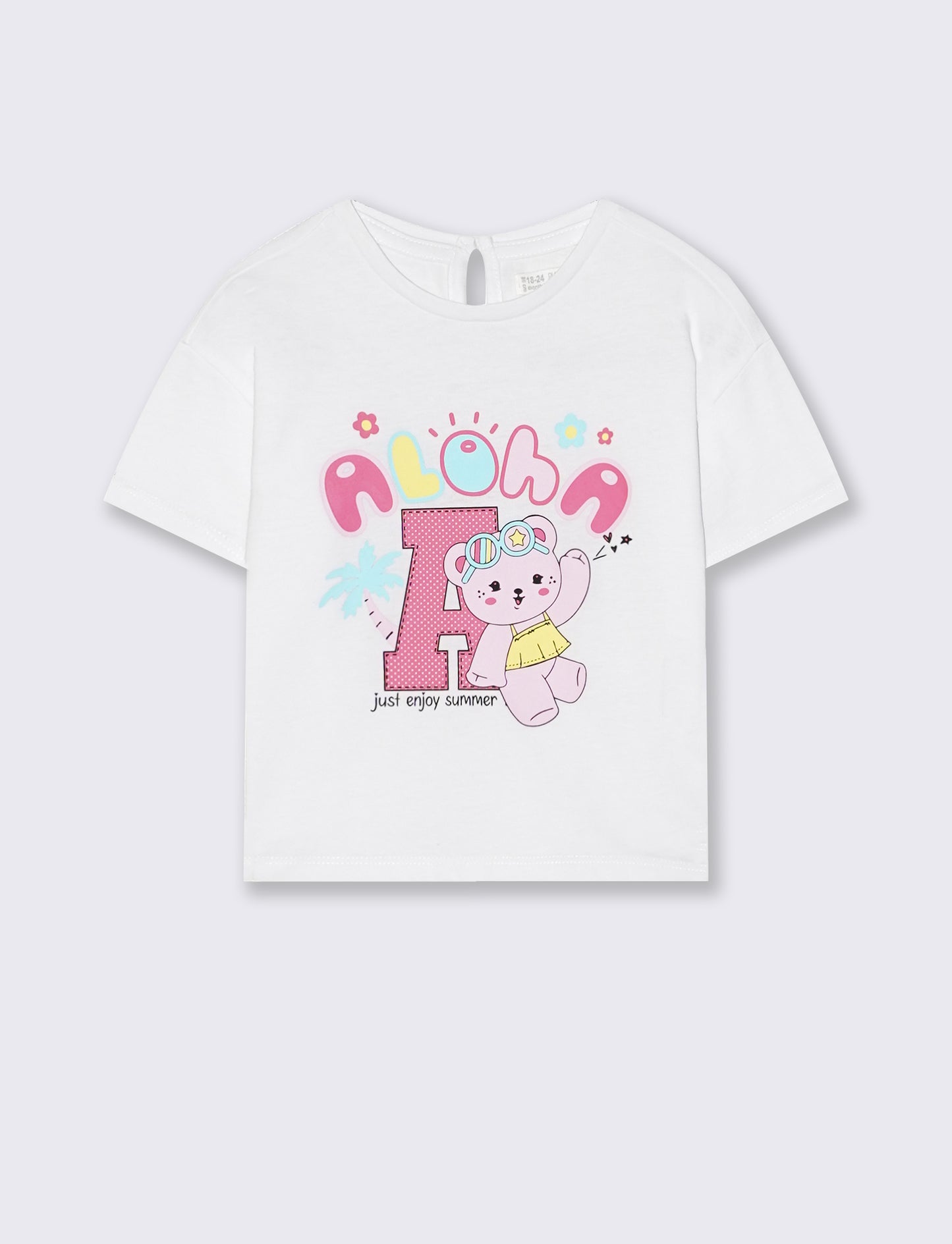 Summer Print Crew Neck T-Shirt - White