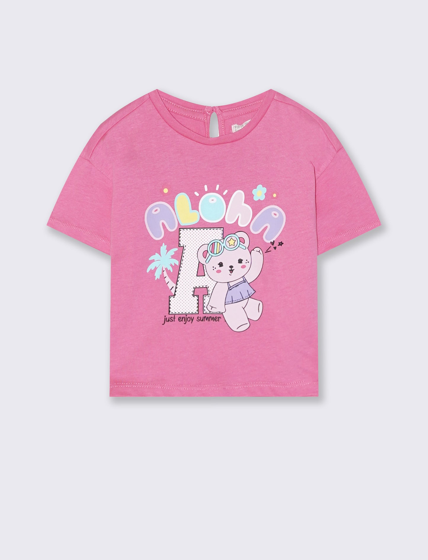 Maglietta stampa estiva girocollo - Rosa