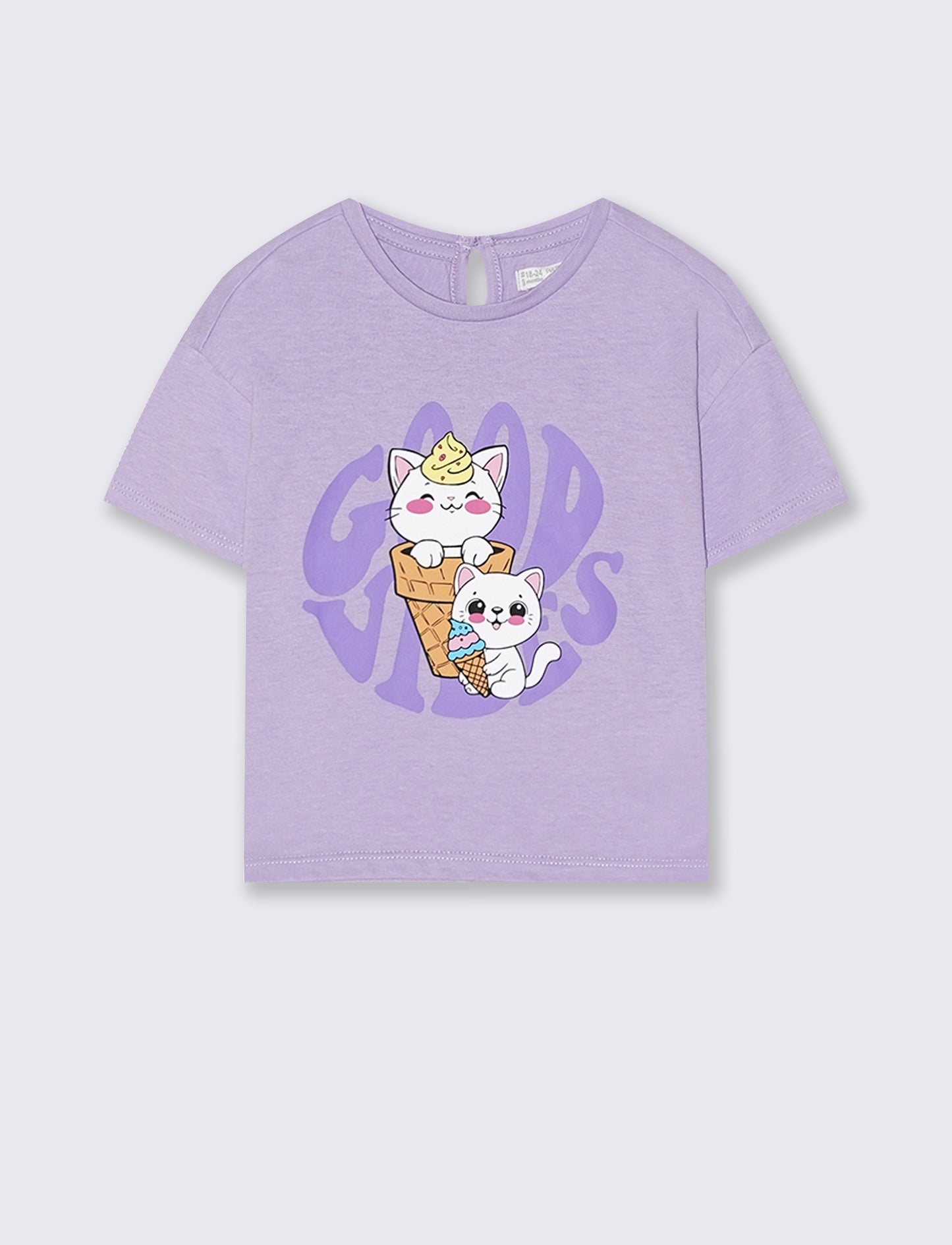Summer Print Crew Neck T-Shirt - Purple
