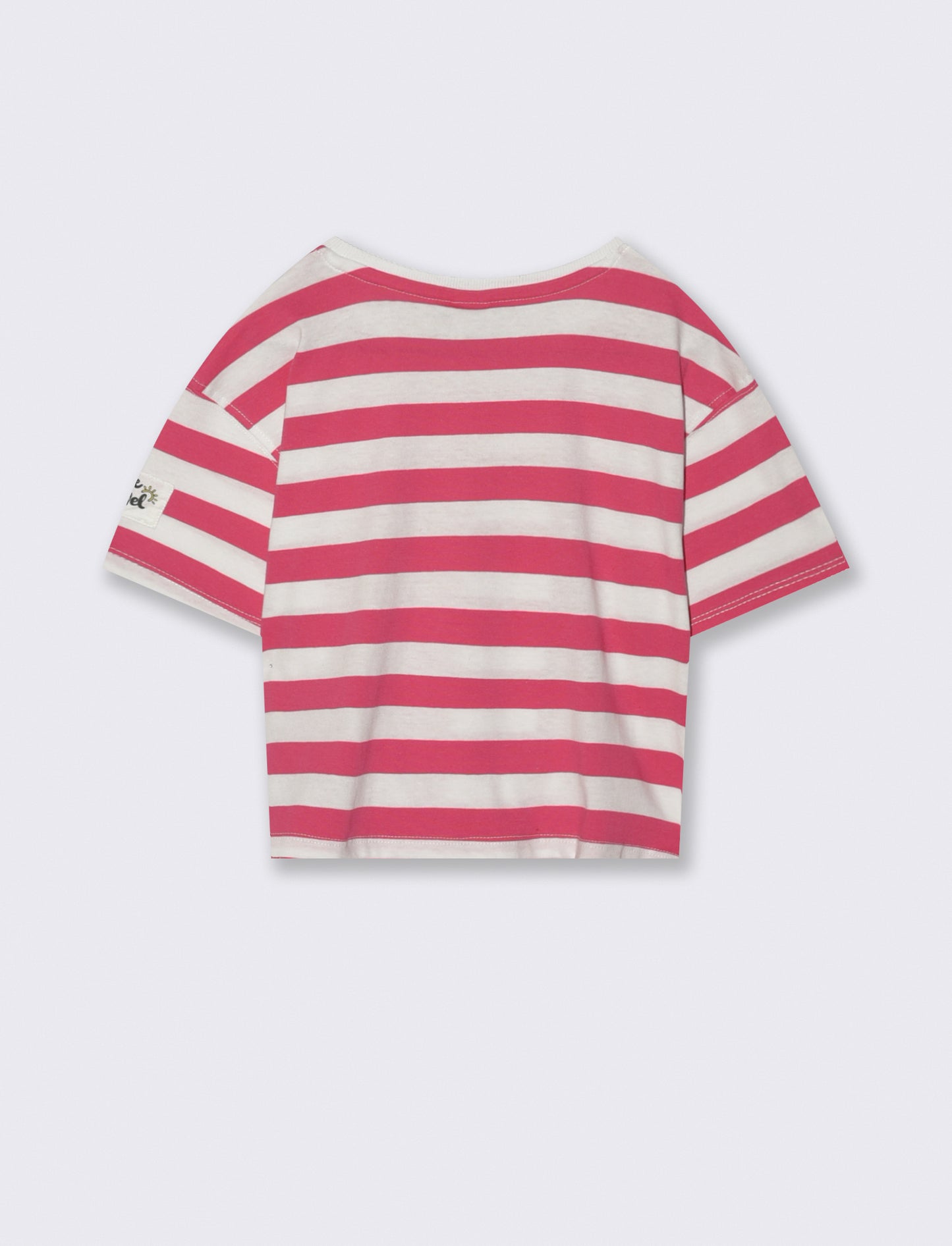 T-shirt in cotone con nodo per bambina - Fuxia