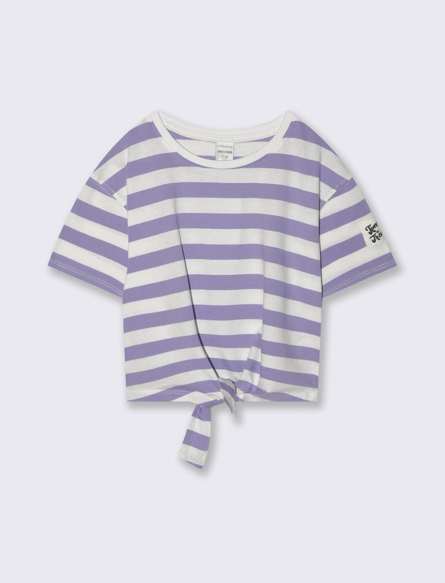 T-shirt in cotone con nodo per bambina - Lilla