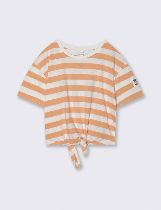 T-shirt in cotone con nodo per bambina - Pesca