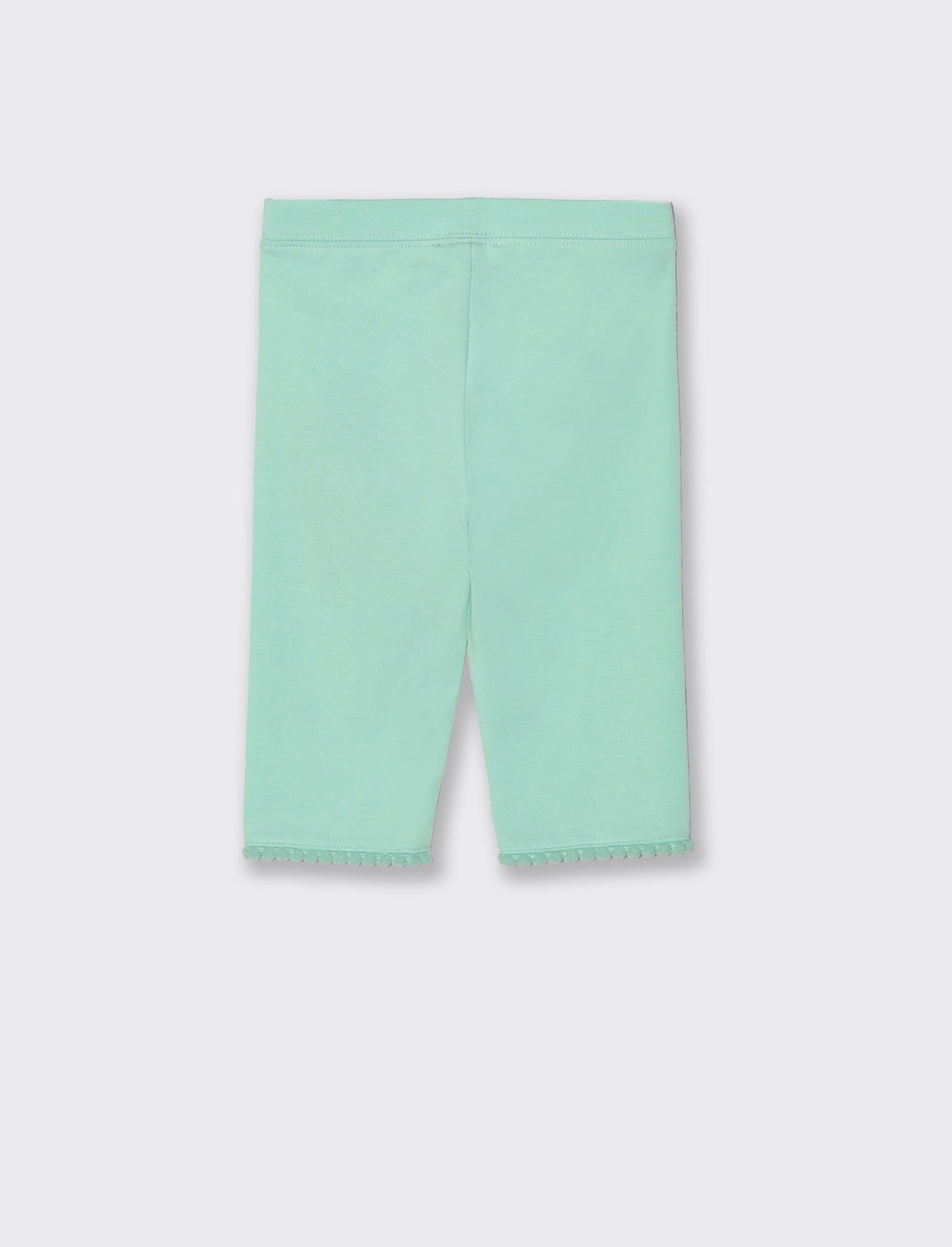 Knee-Length Leggings with Embroidery and Trim - Green