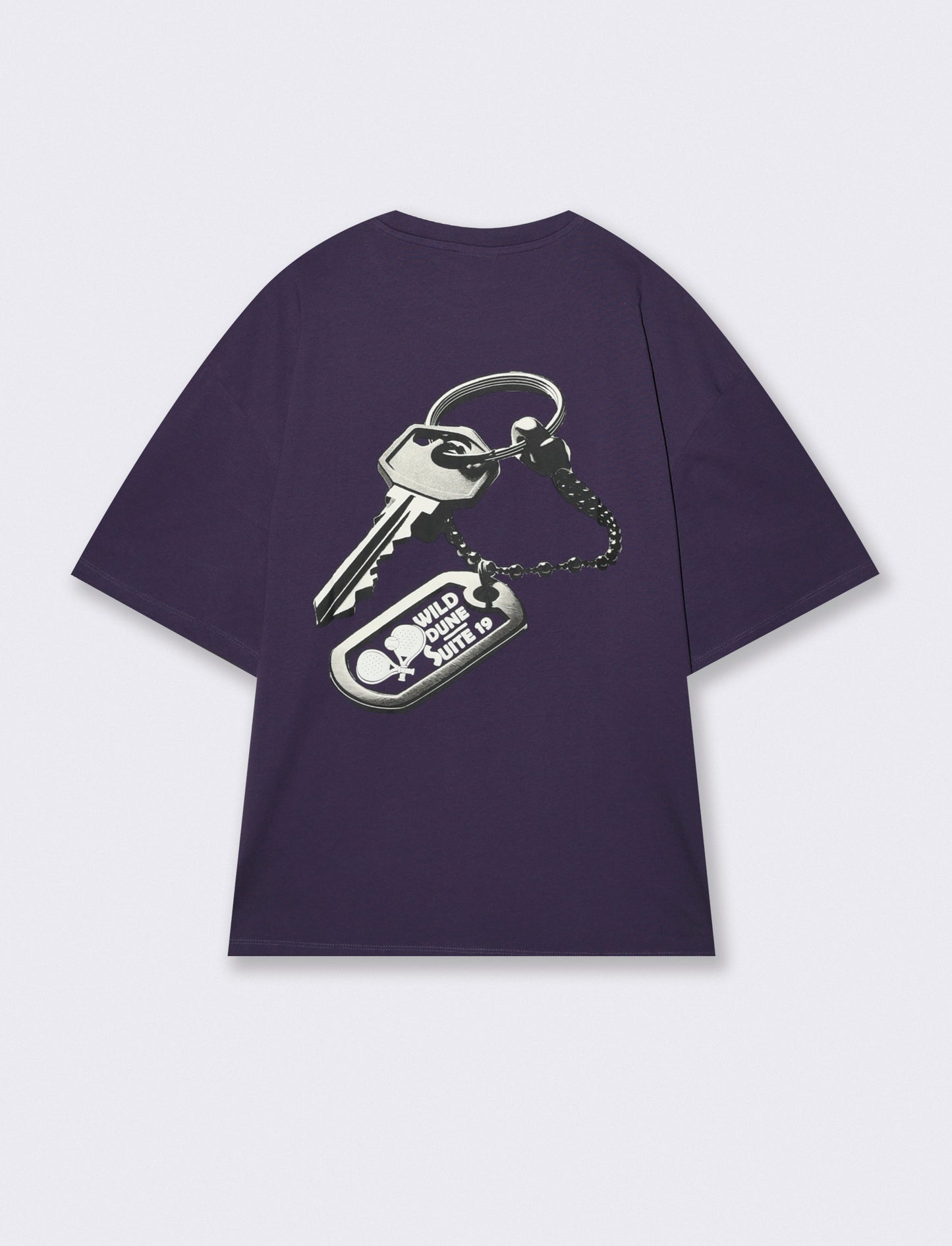 T-shirt cotone con stampa effetto ricamo - Viola