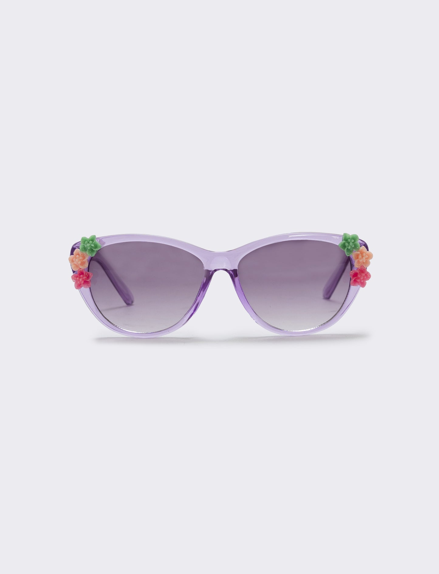 Transparent sunglasses with flowers - Purple