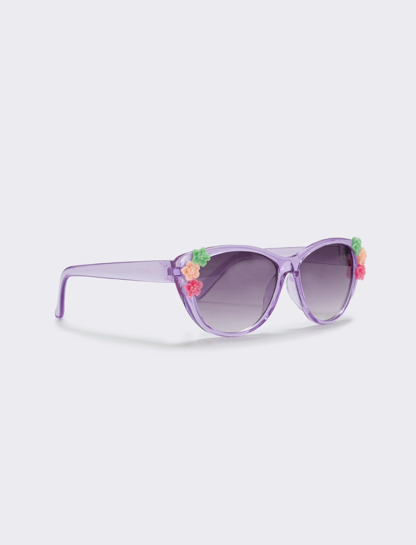 Transparent sunglasses with flowers - Purple