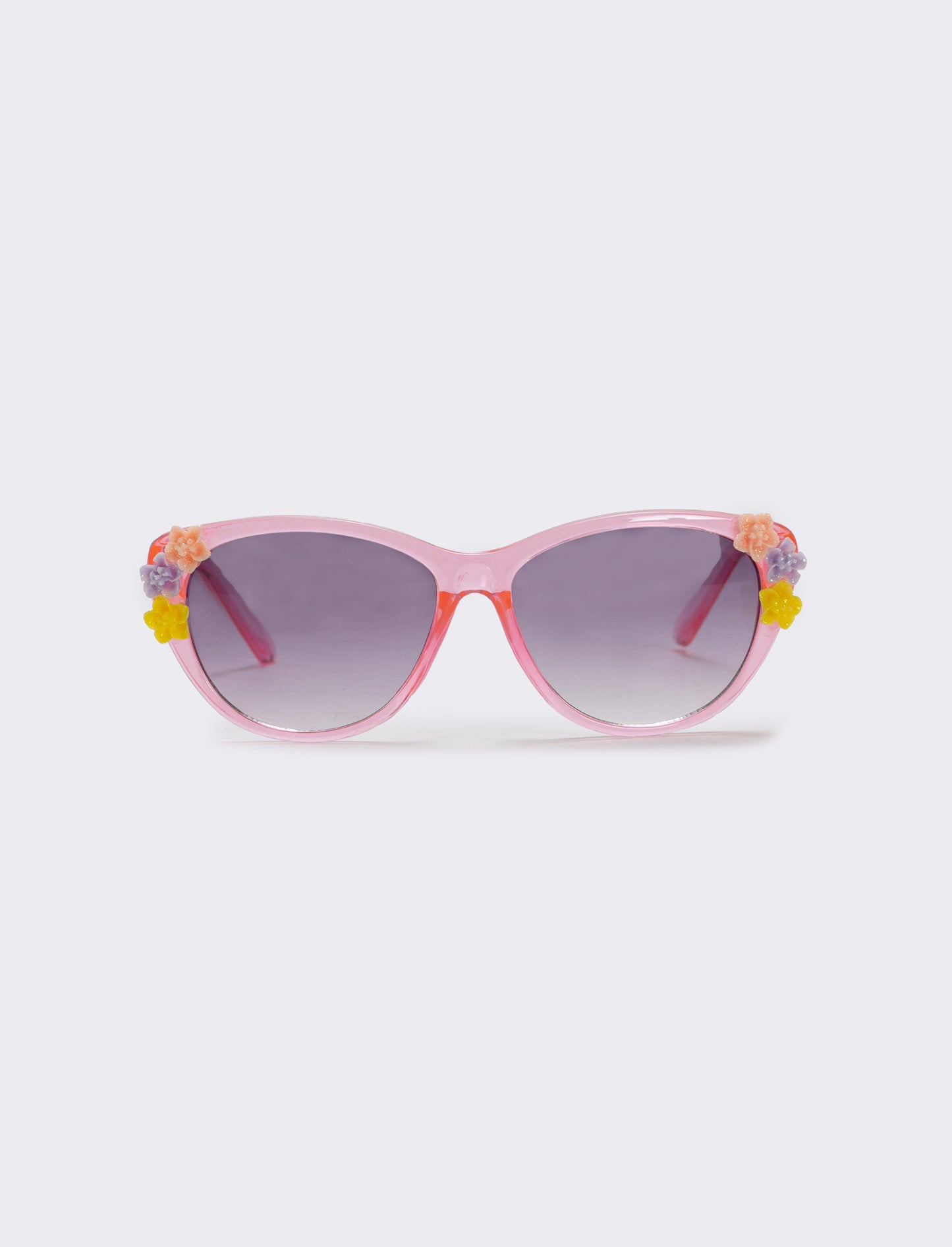 Transparent sunglasses with flowers - Pink