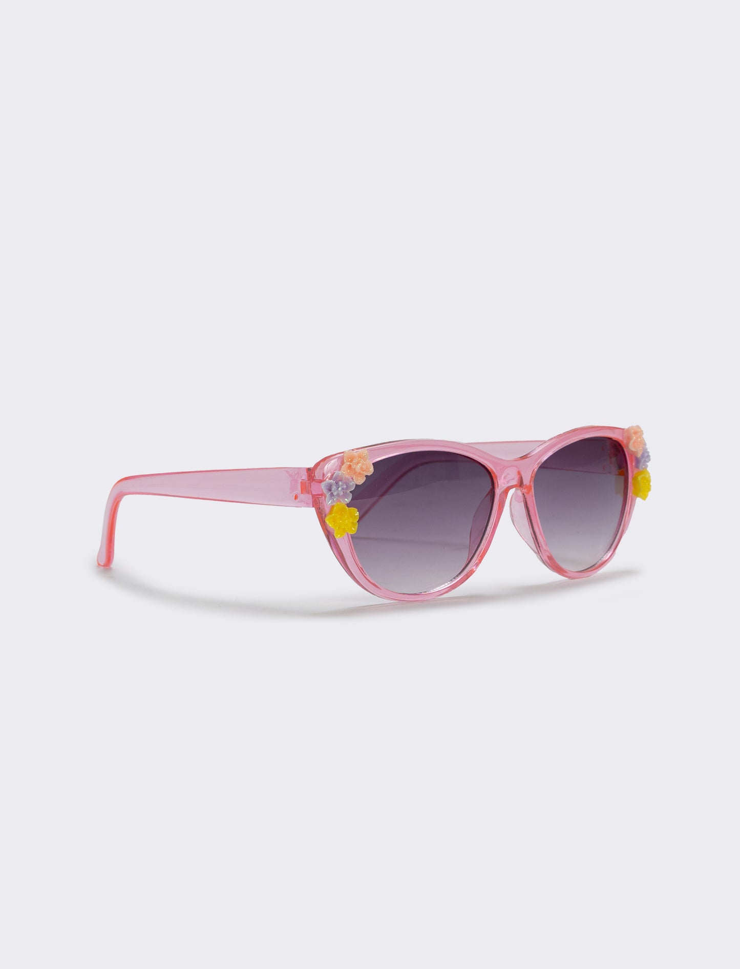 Transparent sunglasses with flowers - Pink
