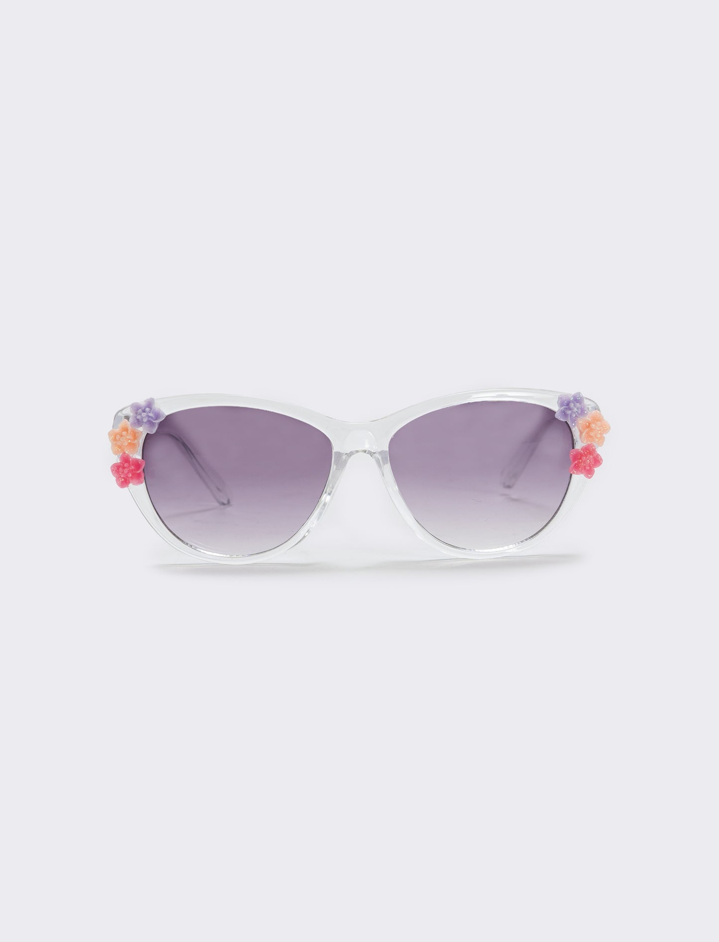 Transparent sunglasses with flowers - White