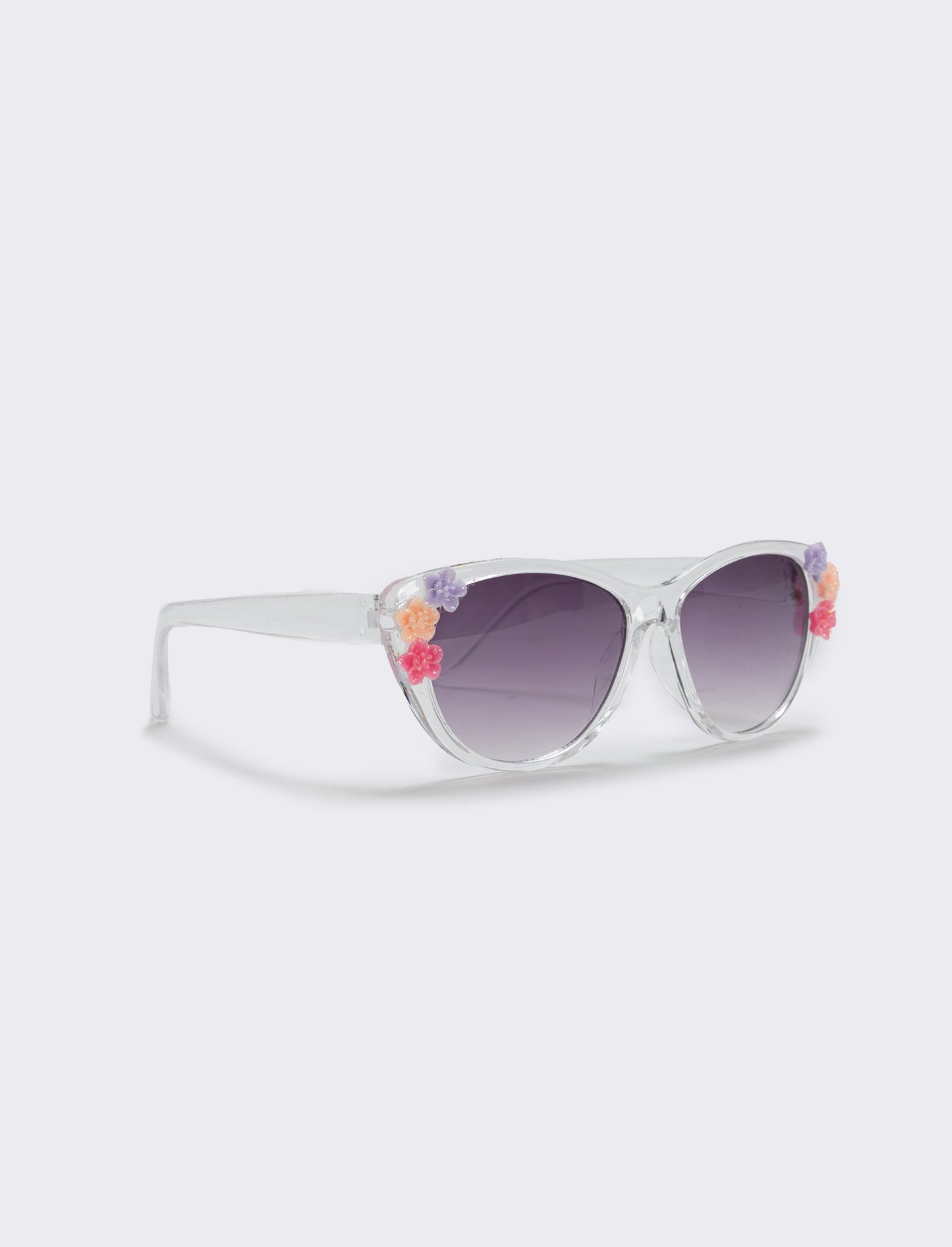 Transparent sunglasses with flowers - White